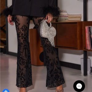 Midnight Hour Black Velvet Burnout Flare Pants